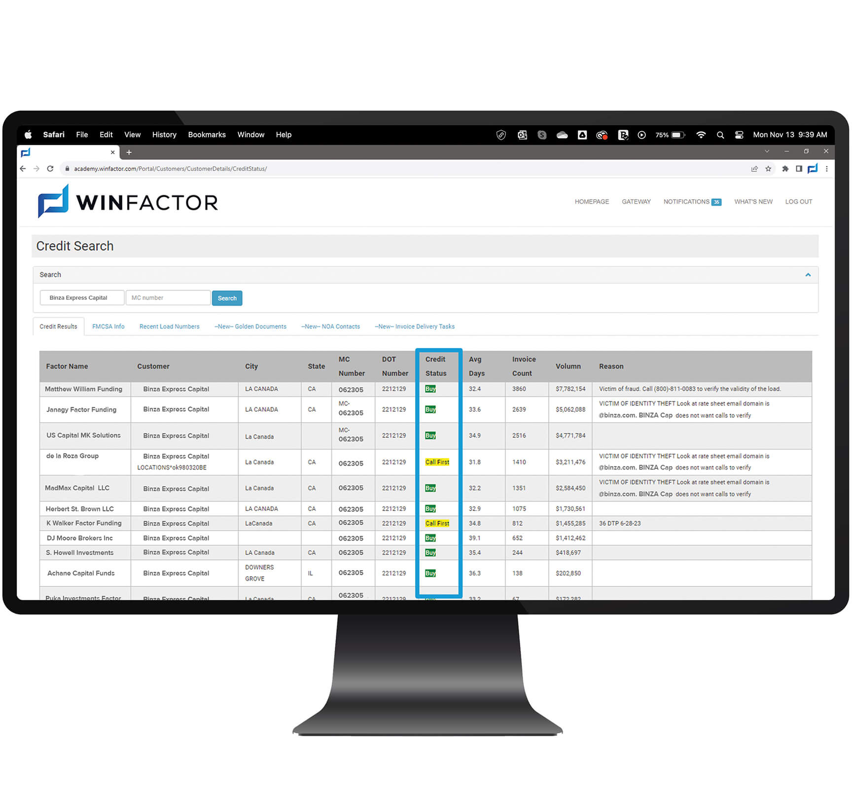 winfactor-credit-alliance-buy-no-buy-1-1 software factoring application